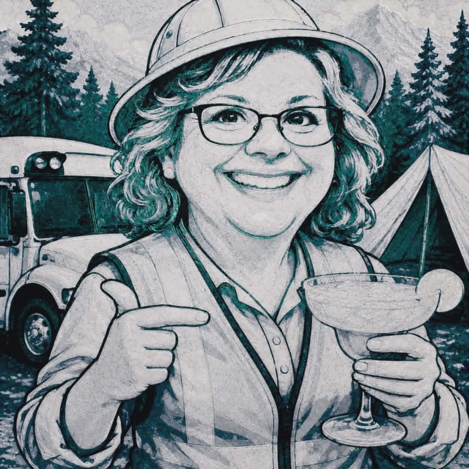 Camping Caricature Print